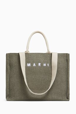 Marni Logo Tote Bag in Cotton-straw 218047862_20