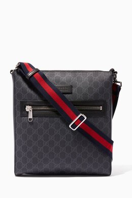 Gucci Black & Grey GG Supreme Messenger Bag 212595347_245