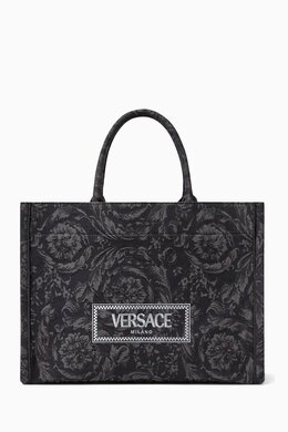 Versace Large Athena Tote Bag in Barocco Jacquard Canvas 216843195_13