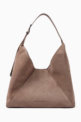 Brunello Cucinelli Bead-embellished Hobo Bag in Suede 217460789_197