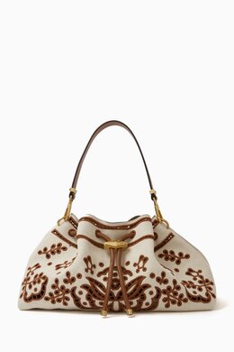 Jimmy Choo Cinch Openwork Shoulder Bag in Canvas & Leather 218367715_199