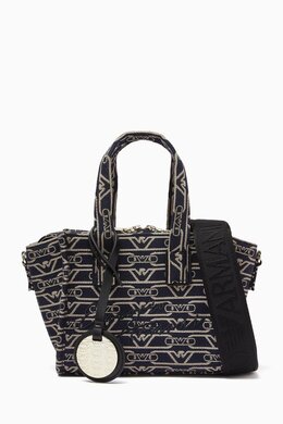 Emporio Armani Small Monogram Tote Bag in Jacquard Canvas 217721379_4067