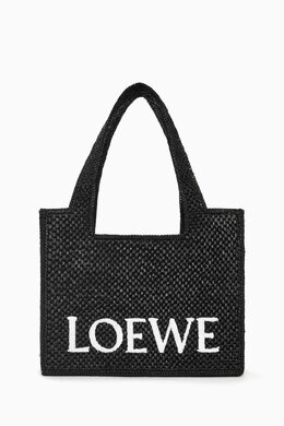 Medium Loewe Font Tote Bag in Raffia 216499890_13
