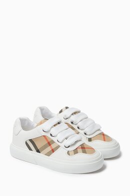 Burberry Noah Lace Check Sneakers in Leather & Cotton 217341939_15