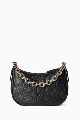 Gucci GG Emblem Small Shoulder Bag in Grainy Leather 217716255_13