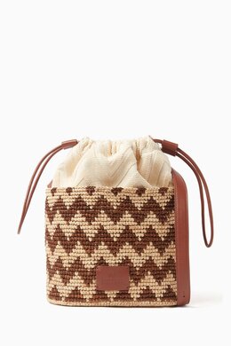 Missoni Small Zigzag Bucket Bag in Raffia 218153289_7762