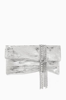 Jimmy Choo Zandra Crystal-embellished Clutch Bag in Metallic Leather 217780691_247