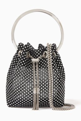Jimmy Choo Bon Bon Crystal-embellished Bucket Bag in Mesh 217317420_13