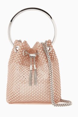 Jimmy Choo Bon Bon Crystal-embellished Bucket Bag in Mesh 217317421_7762