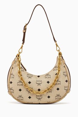 MCM Aren Visetos Crescent Hobo Shoulder Bag in Coated-canvas 216292560_179