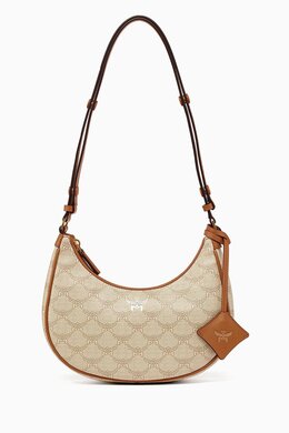 MCM Small Himmel Ascending Moon Hobo Bag in Lauretos Canvas 218064300_7762