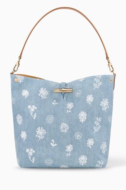 Longchamp Medium Le Roseau Hobo Bag in Denim Canvas 218165720_181
