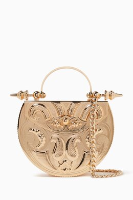 Okhtein Oval Minaudiere Top-handle Bag in Gold-plated Brass 217745074_248