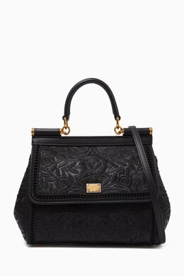 Dolce & Gabbana Medium Sicily Top-handle Bag in Embroidered-leather 217912006_2709