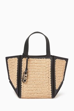 Michael Kors Small Jordi Tote Bag in Straw & Leather 218204884_7762