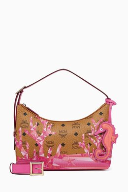 MCM Small Aren Hobo Bag in Cubic Coral Visetos 218239637_23