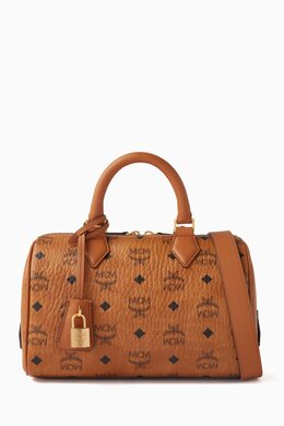 MCM Small Boston Bag in Visetos Canvas 216736625_15