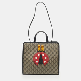 Gucci Kid's Choco Brown/Beige GG Supreme Canvas Lady Bug Tote 1211966