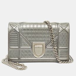 Christian Dior Grey Microcannage Patent Leather Baby Christian Diorama Shoulder Bag 1214872