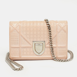 Christian Dior Beige Microcannage Patent Leather Baby Christian Diorama Bag 1218772