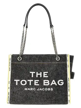 Marc Jacobs-The Denim Chain Medium Tote Borse A Spalla E Tracolla Grigio-Donna 51735696900436