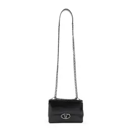 Valentino Garavani-Black Leather Chain 1 Small Shoulder Bag-Donna 51977102885204