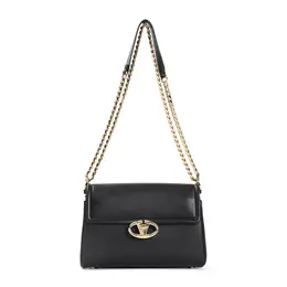 Valentino Garavani-Black Leather Chain 2 Large Shoulder Bag-Donna 51977115795796