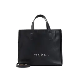 Marni-Black Museo Soft Cow Leather Tote Bag-Donna 52096533594452