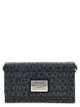 Dolce & Gabbana-Coated Jacquard Crossbody Bag Borse A Tracolla Nero-Uomo 52175872459092