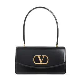 Valentino Garavani-Black Calf Leather Vain Top Handle Bag-Donna 52216375509332