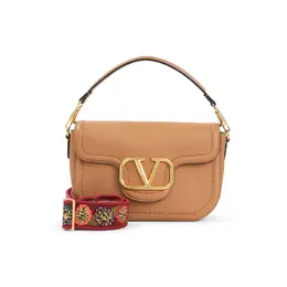 Valentino Garavani-Almond Beige Calf Leather Alltime Shoulder Bag-Donna 52216378458452
