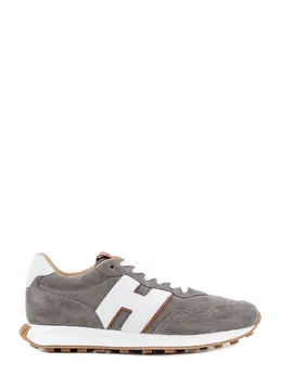 Hogan-Suede Sneakers With Iconic Logo Patch-Uomo 52366888567124