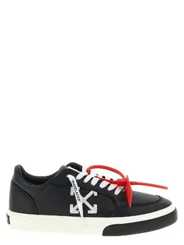 Off-White-New Low Vulcanized Leather Sneakers Bianco/Nero-Uomo 52570267353428