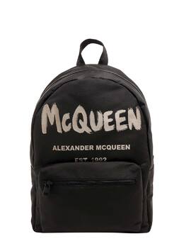 Alexander McQueen Metropolitan Nylon Backpack Graffiti Print Uomo SKU: 6464571AABW_1073