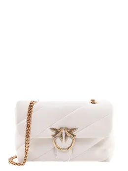 Pinko-Matelassé Leather Shoulder Bag With Iconic Love Birds Buckle-Donna 52621507526996