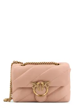 Pinko-Matelassé Leather Shoulder Bag With Iconic Love Birds Buckle-Donna 52621508051284