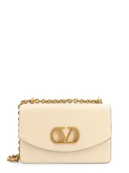Valentino Garavani-Vain Leather Shoulder Bag With Vlogo Signature Detail-Donna 52621522600276
