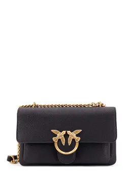 Pinko-Leather Shoulder Bag With Metal Love Birds Buckle-Donna 52621541638484