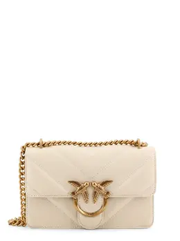 Pinko-Matelassé Leather Shoulder Bag With Love Birds Buckle-Donna 52621549240660