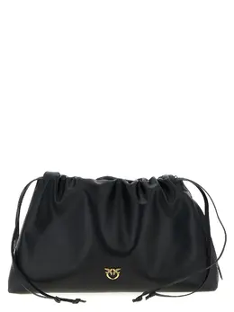 Pinko-Maxi Leather Clutch Nero-Donna 52626481185108