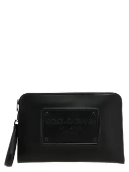 Dolce & Gabbana-Large Plaque Pouch Clutch Nero-Uomo 52772522426708