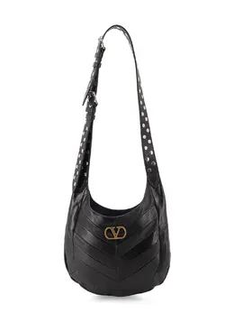 Valentino Garavani-Leather Hobo Crossbody Bag With Metal Vlogo Signature-Donna 52791194747220