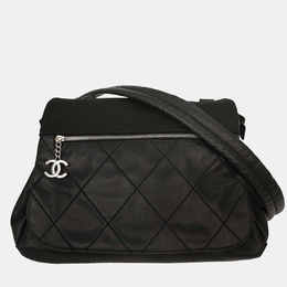 Chanel Black Calfskin Canvas Shoulder Bag 1242100