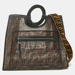 Fendi Tobacco/Black FF Mesh and Leather Large Runaway Shopper Tote 1241025