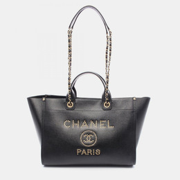 Chanel Deauville Black Leather Tote Bag 1236827