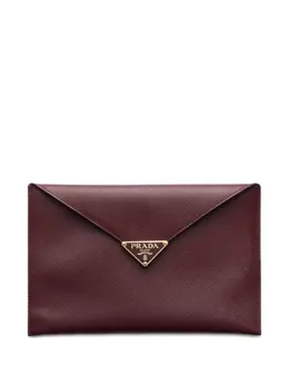Prada leather triangle-logo clutch 31350870