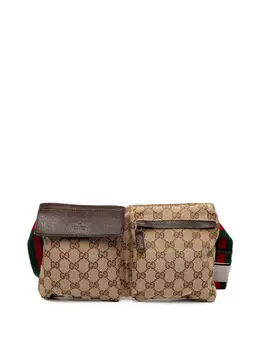 Gucci 2000-2015 GG Canvas Web Double Pocket belt bag 32459253