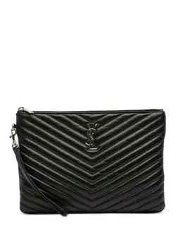Saint Laurent 2019 Quilted Chevron Leather Monogram Document Holder clutch bag 32584828