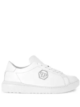 Philipp Plein logo-appliqué leather sneakers 22221833