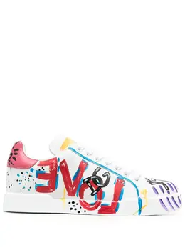 Dolce & Gabbana Portofino painted leather sneakers 18644248